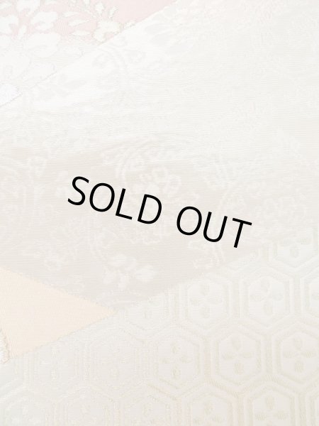 Photo7: L0928X Vintage Japanese Kimono   Off White FUKURO OBI sash Chinese flower Silk. (Grade A) (7)