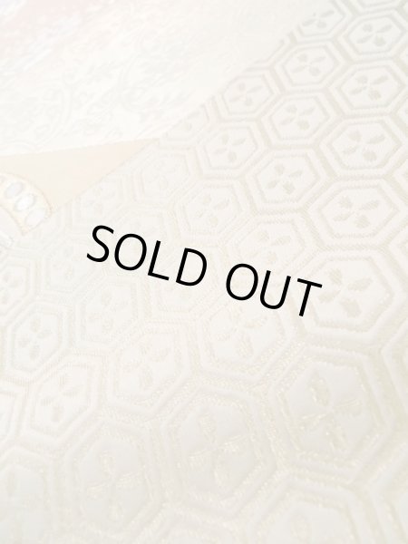 Photo12: L0928X Vintage Japanese Kimono   Off White FUKURO OBI sash Chinese flower Silk. (Grade A) (12)