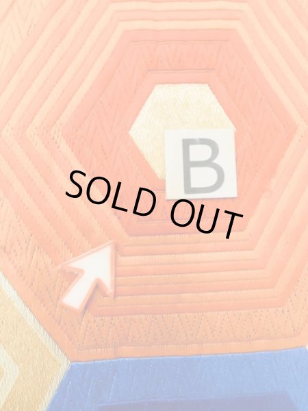 Photo13: L0928Y Vintage Japanese Kimono   Blue FUKURO OBI sash Tortoise-shell pattern― Hexagonal pattern Silk. (Grade B) (13)