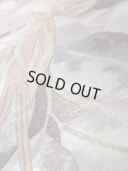 Photo10: L0928Z Vintage Japanese Kimono Dark Brownish Purple FUKURO OBI sash Camellia Silk. (Grade A) (10)