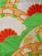 Photo3: L1005B Vintage Japanese Kimono   Green FUKURO OBI sash Chrysanthemum Silk. (Grade B) (3)