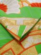 Photo11: L1005B Vintage Japanese Kimono   Green FUKURO OBI sash Chrysanthemum Silk. (Grade B) (11)