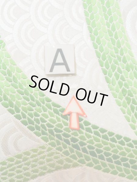 Photo12: L1005I Vintage Japanese Kimono  Shiny Silver FUKURO OBI sash Wave Silk. (Grade B) (12)