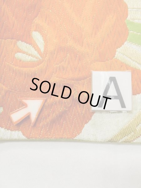 Photo12: L1005J Vintage Japanese Kimono   Silver FUKURO OBI sash Iris Silk. (Grade B) (12)