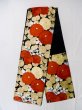 Photo1: L1005N Vintage Japanese Kimono   Black FUKURO OBI sash Chrysanthemum Silk. (Grade C) (1)