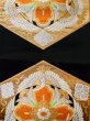 Photo3: L1005O Vintage Japanese Kimono   Black FUKURO OBI sash Flower circle Silk. (Grade A) (3)