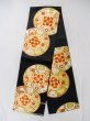 Photo1: Mint L1005T Vintage Japanese Kimono   Black FUKURO OBI sash Flower circle Silk. (Grade A) (1)