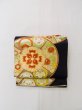 Photo2: Mint L1005T Vintage Japanese Kimono   Black FUKURO OBI sash Flower circle Silk. (Grade A) (2)