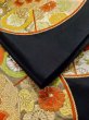 Photo11: Mint L1005T Vintage Japanese Kimono   Black FUKURO OBI sash Flower circle Silk. (Grade A) (11)