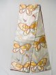 Photo1: L1005U Vintage Japanese Kimono   Silver FUKURO OBI sash Butterfly Silk. (Grade B) (1)