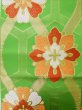 Photo6: L1005Z Vintage Japanese Kimono   Yellowish Green FUKURO OBI sash Flower Silk. (Grade B) (6)