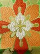 Photo7: L1005Z Vintage Japanese Kimono   Yellowish Green FUKURO OBI sash Flower Silk. (Grade B) (7)