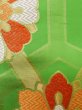 Photo8: L1005Z Vintage Japanese Kimono   Yellowish Green FUKURO OBI sash Flower Silk. (Grade B) (8)
