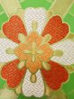 Photo9: L1005Z Vintage Japanese Kimono   Yellowish Green FUKURO OBI sash Flower Silk. (Grade B) (9)