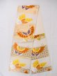 Photo1: L1006D Vintage Japanese Kimono   Ivory FUKURO OBI sash Butterfly Silk. (Grade B) (1)