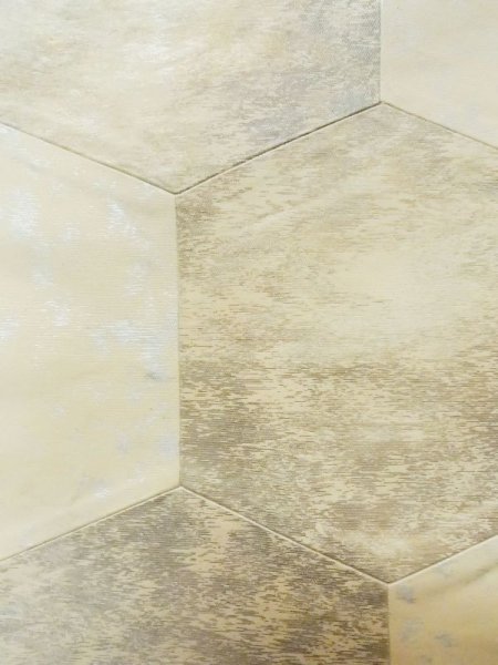 Photo5: L1012B Vintage Japanese Kimono   Off White FUKURO OBI sash Tortoise-shell pattern― Hexagonal pattern Silk. (Grade C) (5)