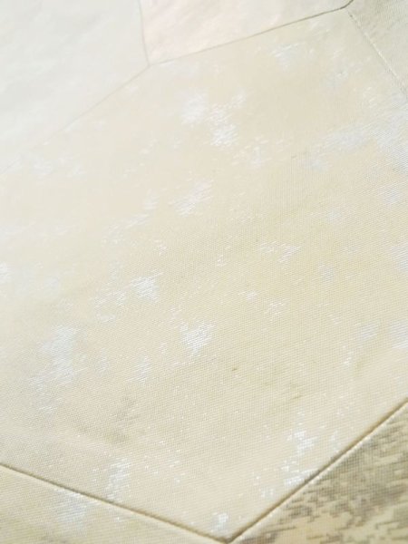 Photo10: L1012B Vintage Japanese Kimono   Off White FUKURO OBI sash Tortoise-shell pattern― Hexagonal pattern Silk. (Grade C) (10)