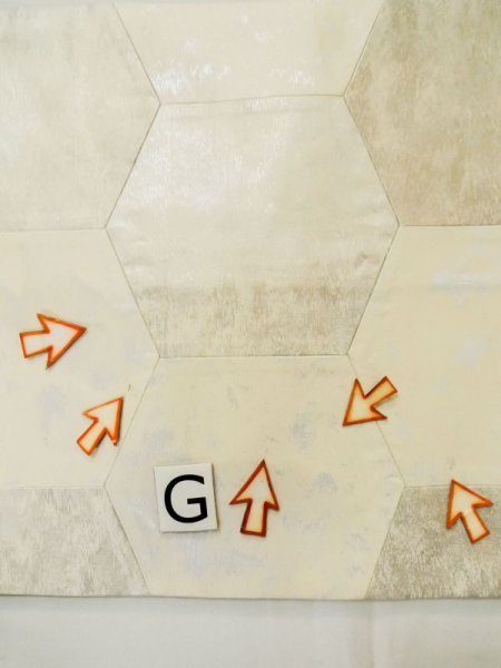 Photo18: L1012B Vintage Japanese Kimono   Off White FUKURO OBI sash Tortoise-shell pattern― Hexagonal pattern Silk. (Grade C) (18)