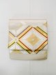 Photo2: L1012J Vintage Japanese Kimono   Gold FUKURO OBI sash Lozenges Silk. (Grade C) (2)