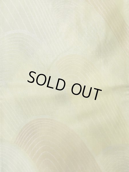 Photo4: L1012M Vintage Japanese Kimono Shiny Pale Taupe FUKURO OBI sash Abstract pattern Silk. (Grade D) (4)