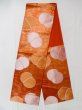 Photo1: L1012N Vintage Japanese Kimono  Shiny Orange FUKURO OBI sash Leaf Silk. (Grade C) (1)