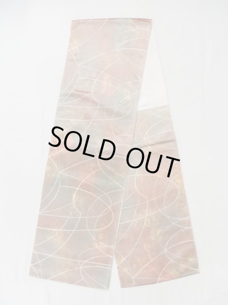 Photo1: L1012O Vintage Japanese Kimono   Multi Color FUKURO OBI sash Abstract pattern Silk. (Grade B) (1)