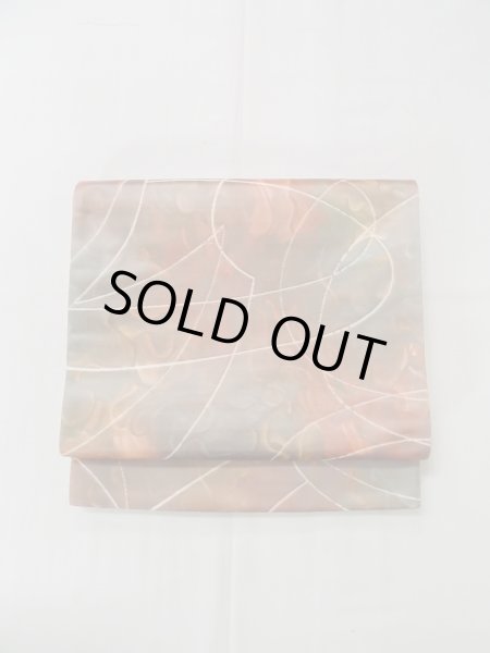 Photo2: L1012O Vintage Japanese Kimono   Multi Color FUKURO OBI sash Abstract pattern Silk. (Grade B) (2)