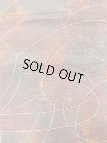 Photo3: L1012O Vintage Japanese Kimono   Multi Color FUKURO OBI sash Abstract pattern Silk. (Grade B) (3)