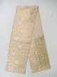 Photo1: L1012Q Vintage Japanese Kimono   Beige FUKURO OBI sash Flower Silk. (Grade C) (1)