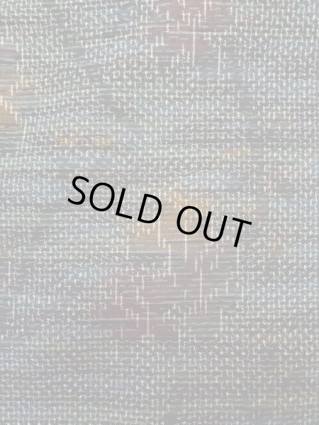 Photo6: L1019A Used Japanese womenPale Dark Green TSUMUGI pongee / Silk. Flower,   (Grade A) (6)