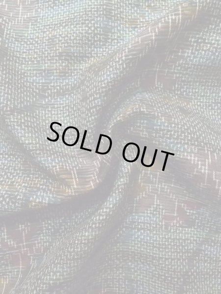 Photo11: L1019A Used Japanese womenPale Dark Green TSUMUGI pongee / Silk. Flower,   (Grade A) (11)