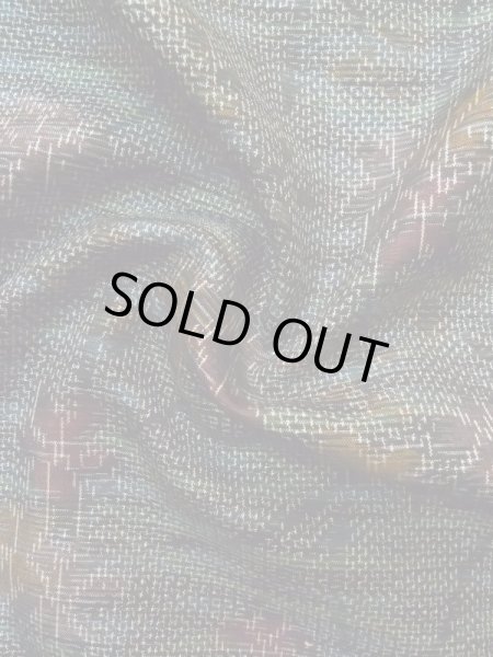 Photo12: L1019A Used Japanese womenPale Dark Green TSUMUGI pongee / Silk. Flower,   (Grade A) (12)