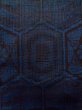 Photo6: Mint L1019D Used Japanese women Dark Navy Blue TSUMUGI pongee / Silk. Tortoise-shell pattern(Hexagonal pattern),   (Grade B) (6)