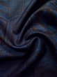 Photo11: Mint L1019D Used Japanese women Dark Navy Blue TSUMUGI pongee / Silk. Tortoise-shell pattern(Hexagonal pattern),   (Grade B) (11)