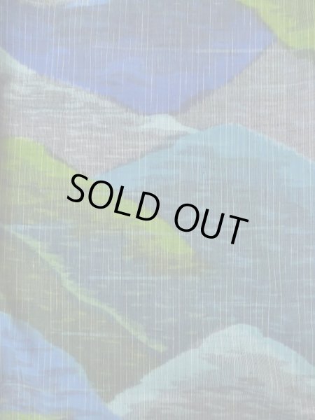 Photo3: L1019E Used Japanese women Pale Blue TSUMUGI pongee / Silk. Abstract pattern   (Grade B) (3)