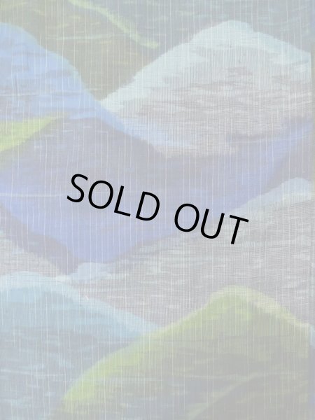 Photo4: L1019E Used Japanese women Pale Blue TSUMUGI pongee / Silk. Abstract pattern   (Grade B) (4)