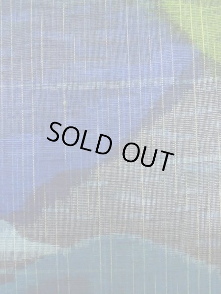 Photo8: L1019E Used Japanese women Pale Blue TSUMUGI pongee / Silk. Abstract pattern   (Grade B) (8)