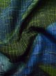 Photo12: L1019E Used Japanese women Pale Blue TSUMUGI pongee / Silk. Abstract pattern   (Grade B) (12)