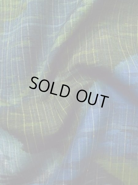 Photo12: L1019E Used Japanese women Pale Blue TSUMUGI pongee / Silk. Abstract pattern   (Grade B) (12)