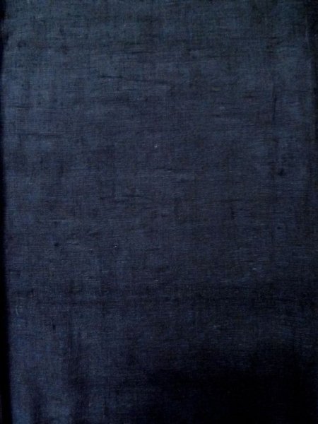 Photo4: L1019G Used Japanese women Dark Blue TSUMUGI pongee / Silk.    (Grade B) (4)