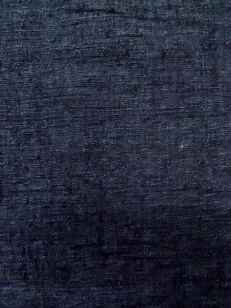 Photo6: L1019G Used Japanese women Dark Blue TSUMUGI pongee / Silk.    (Grade B) (6)