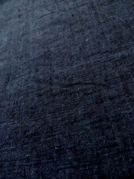 Photo7: L1019G Used Japanese women Dark Blue TSUMUGI pongee / Silk.    (Grade B) (7)