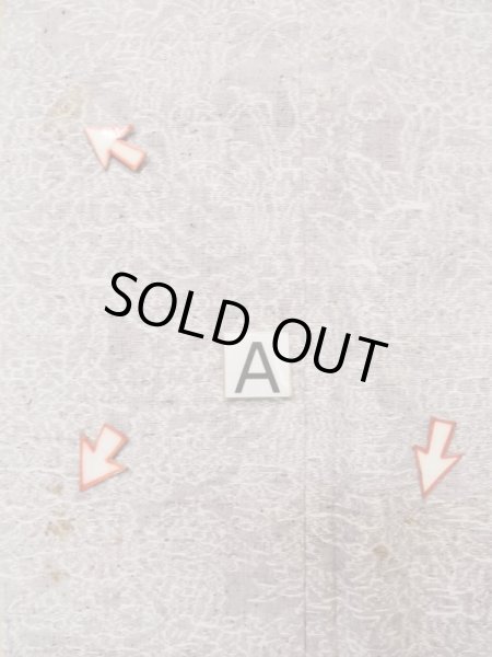 Photo14: L1019H Used Japanese womenPale Light Purple TSUMUGI pongee / Silk. Abstract pattern   (Grade C) (14)