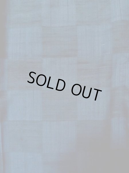 Photo4: L1019I Used Japanese women Dark Blue TSUMUGI pongee / Silk.  Checkerd pattern  (Grade B) (4)