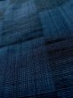 Photo8: L1019I Used Japanese women Dark Blue TSUMUGI pongee / Silk.  Checkerd pattern  (Grade B) (8)
