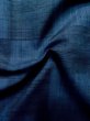 Photo11: L1019I Used Japanese women Dark Blue TSUMUGI pongee / Silk.  Checkerd pattern  (Grade B) (11)