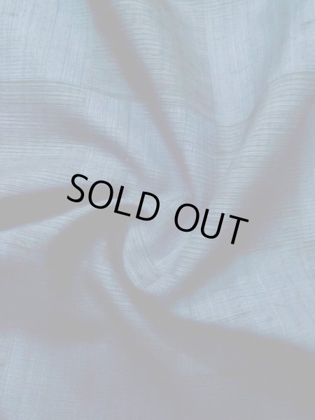 Photo12: L1019I Used Japanese women Dark Blue TSUMUGI pongee / Silk.  Checkerd pattern  (Grade B) (12)