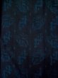 Photo3: L1019K Used Japanese women Dark Blue TSUMUGI pongee / Silk. Abstract pattern   (Grade C) (3)