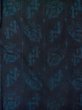 Photo4: L1019K Used Japanese women Dark Blue TSUMUGI pongee / Silk. Abstract pattern   (Grade C) (4)