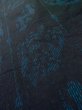 Photo7: L1019K Used Japanese women Dark Blue TSUMUGI pongee / Silk. Abstract pattern   (Grade C) (7)
